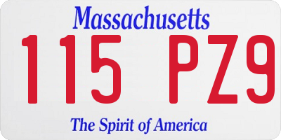 MA license plate 115PZ9