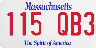 MA license plate 115QB3