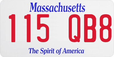 MA license plate 115QB8