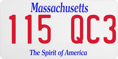 MA license plate 115QC3