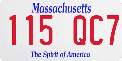 MA license plate 115QC7
