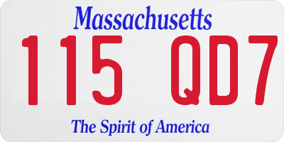 MA license plate 115QD7
