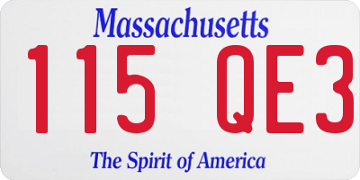 MA license plate 115QE3