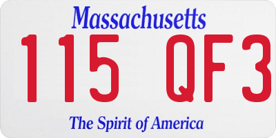 MA license plate 115QF3