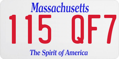 MA license plate 115QF7