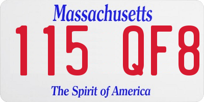 MA license plate 115QF8