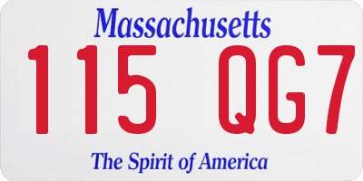 MA license plate 115QG7