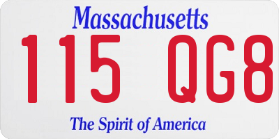 MA license plate 115QG8