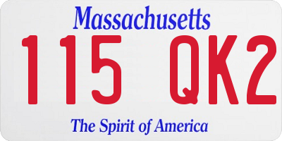 MA license plate 115QK2