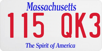 MA license plate 115QK3