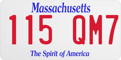 MA license plate 115QM7
