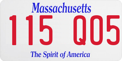 MA license plate 115QO5