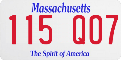 MA license plate 115QO7