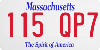 MA license plate 115QP7