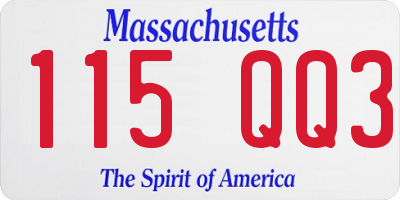 MA license plate 115QQ3