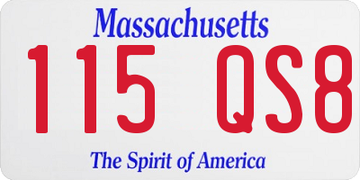 MA license plate 115QS8