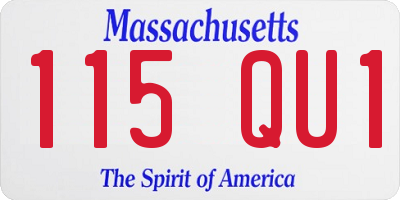 MA license plate 115QU1