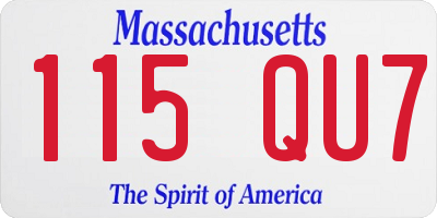 MA license plate 115QU7