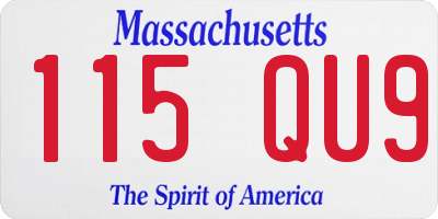 MA license plate 115QU9