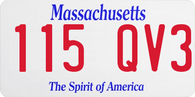 MA license plate 115QV3