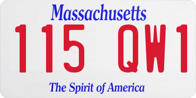 MA license plate 115QW1