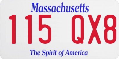 MA license plate 115QX8