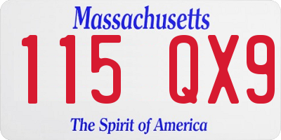 MA license plate 115QX9
