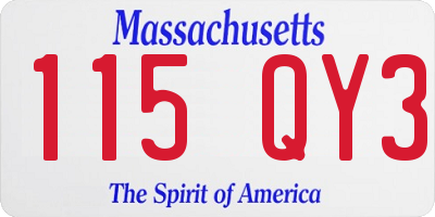 MA license plate 115QY3
