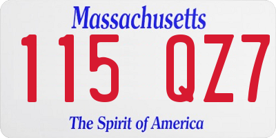 MA license plate 115QZ7