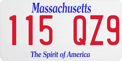 MA license plate 115QZ9