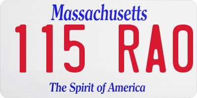 MA license plate 115RA0