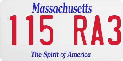MA license plate 115RA3