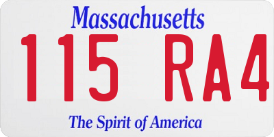MA license plate 115RA4