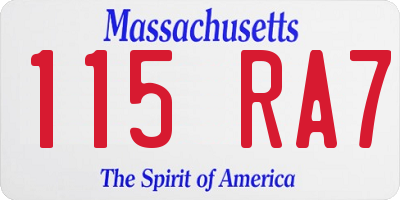 MA license plate 115RA7