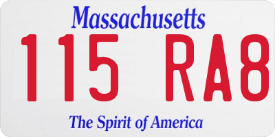 MA license plate 115RA8