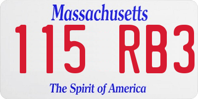 MA license plate 115RB3