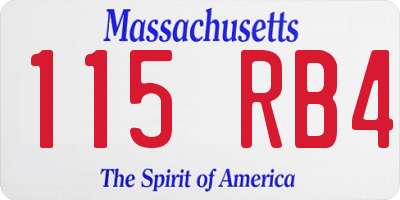 MA license plate 115RB4