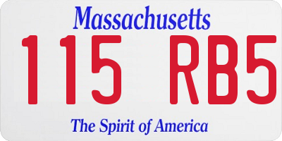 MA license plate 115RB5