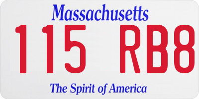 MA license plate 115RB8