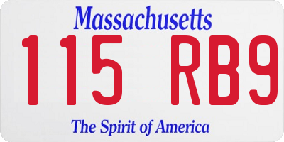 MA license plate 115RB9