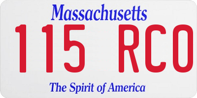 MA license plate 115RC0