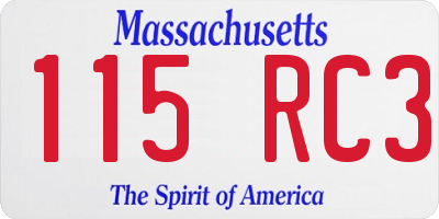 MA license plate 115RC3