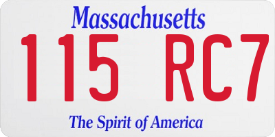MA license plate 115RC7
