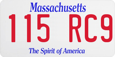 MA license plate 115RC9