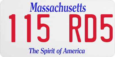 MA license plate 115RD5
