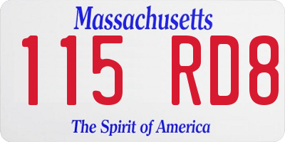 MA license plate 115RD8