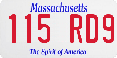MA license plate 115RD9