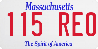 MA license plate 115RE0