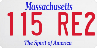 MA license plate 115RE2