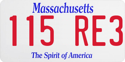 MA license plate 115RE3